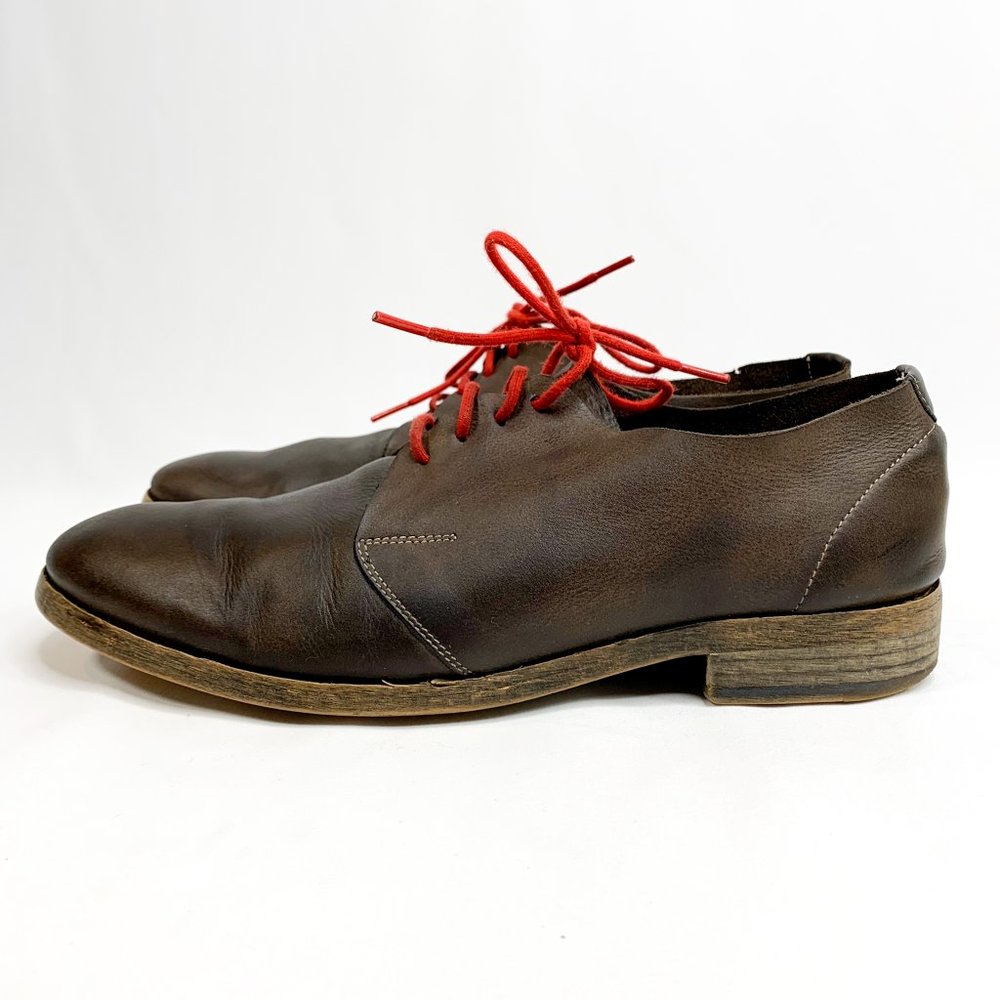 ALL SAINTS Men's Dark Brown Leather Oxford Shoes - Picture 4 of 8